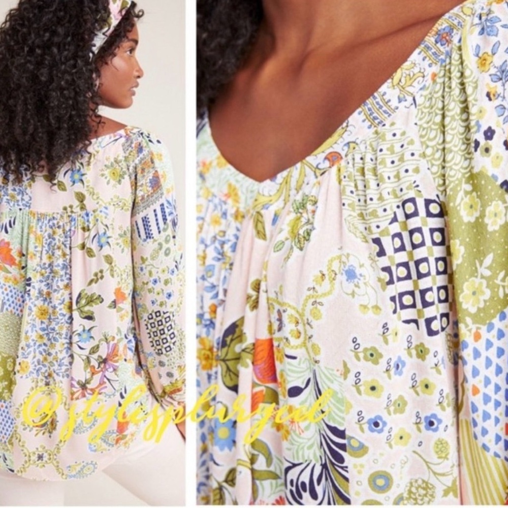 Maeve by Anthropologie  Patchwork Floral Peasant Blouse - Picture 5 of 5